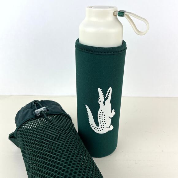 Lacoste Glass Water Bottle and Holder NO STRAP - Picture 3 of 7